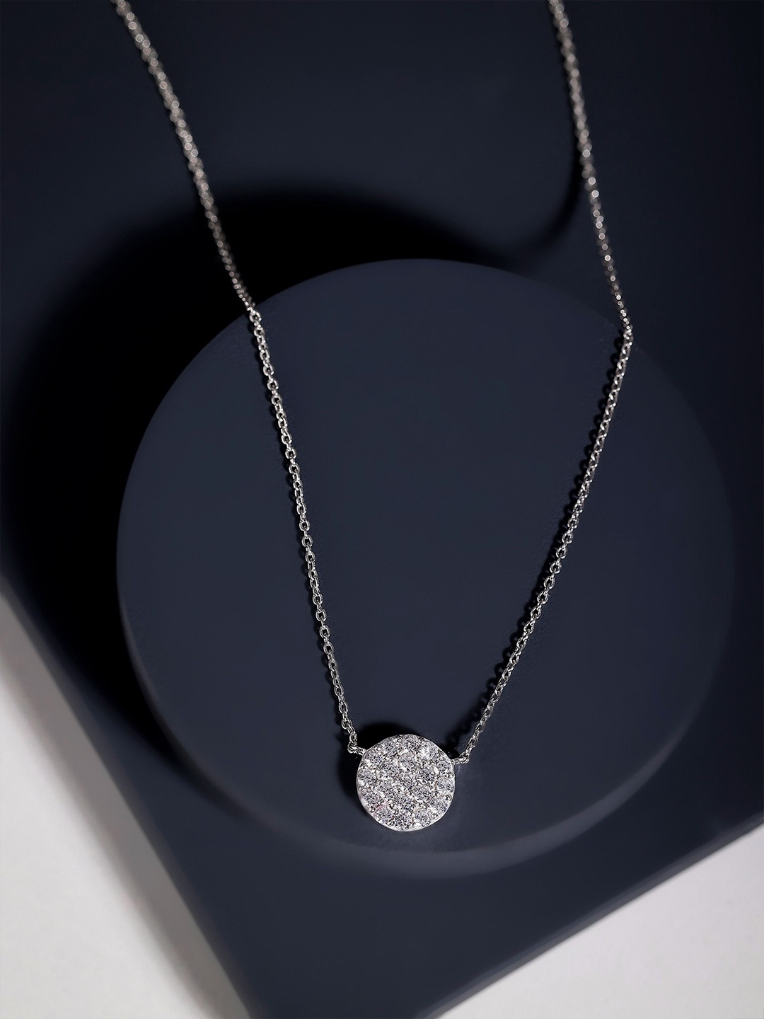 

DIAVO 925 Sterling Silver Rhodium-Plated Cubic Zirconia Minimal Chain