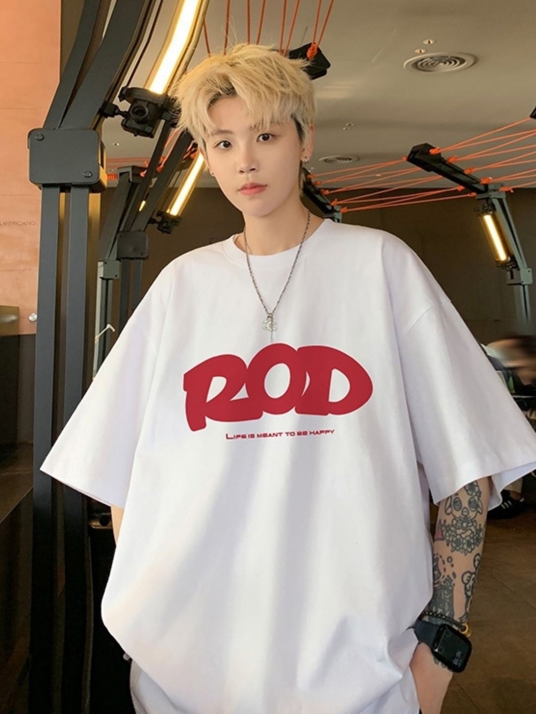

HERE&NOW Men Typography Printed Round Neck Cotton Oversized T-shirt, White