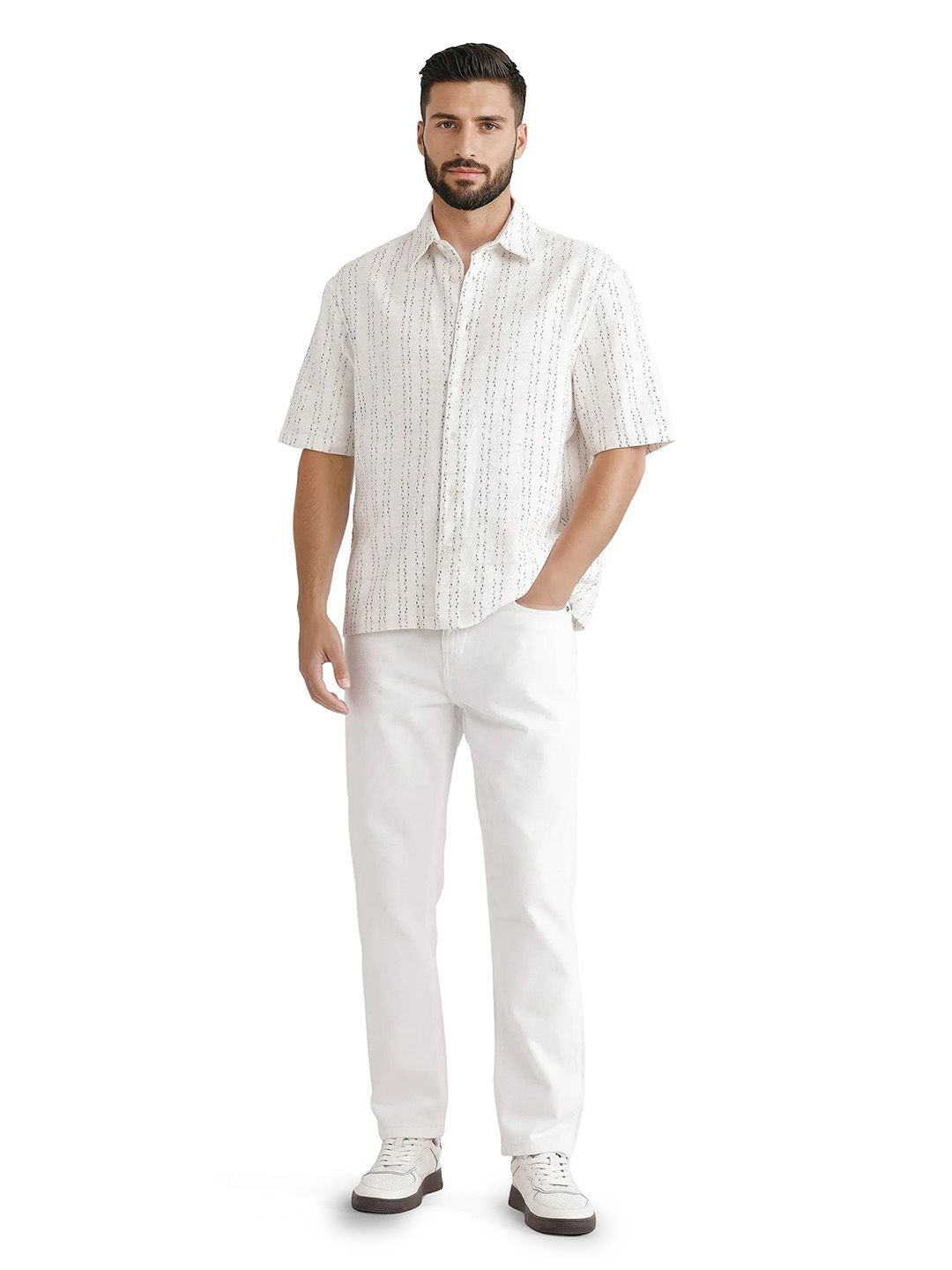 

RARE RABBIT Men Comfort Stretchable Jeans, White