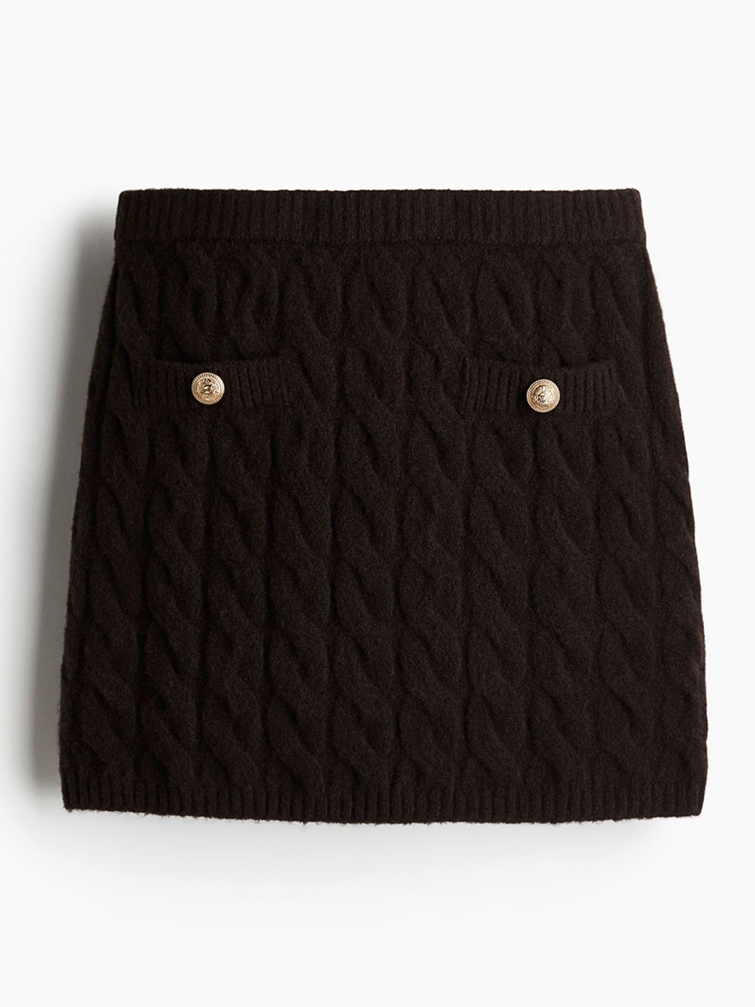 

H&M Cable-Knit Mini Skirt, Brown