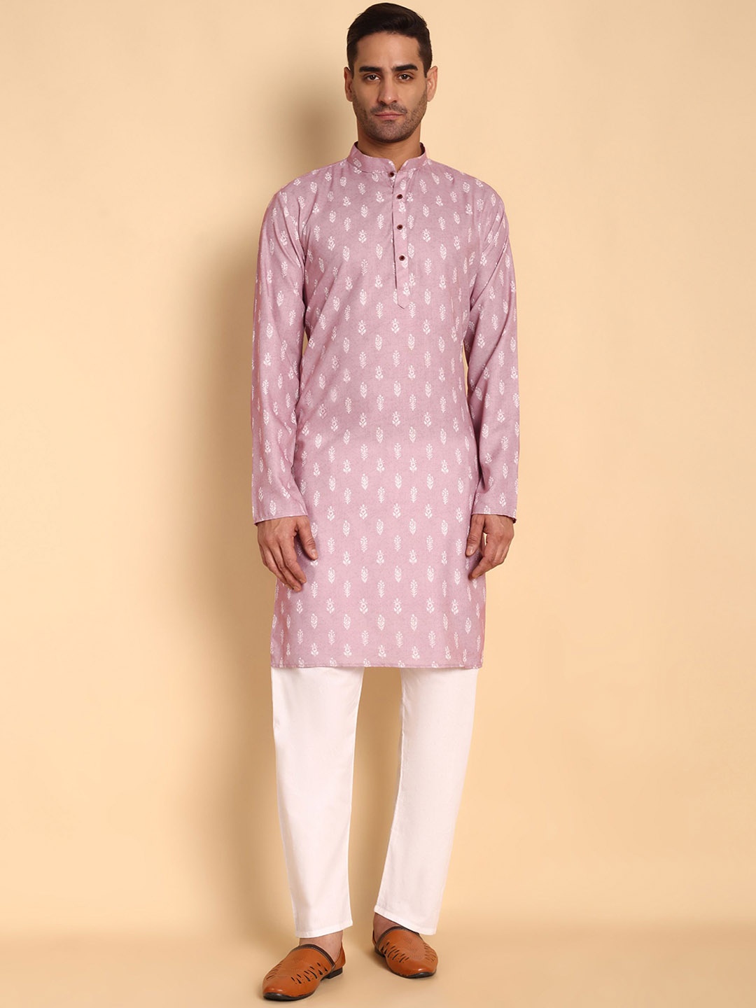 

Vardha Ethnic Motifs Printed Regular Cotton Straight Kurta, Pink