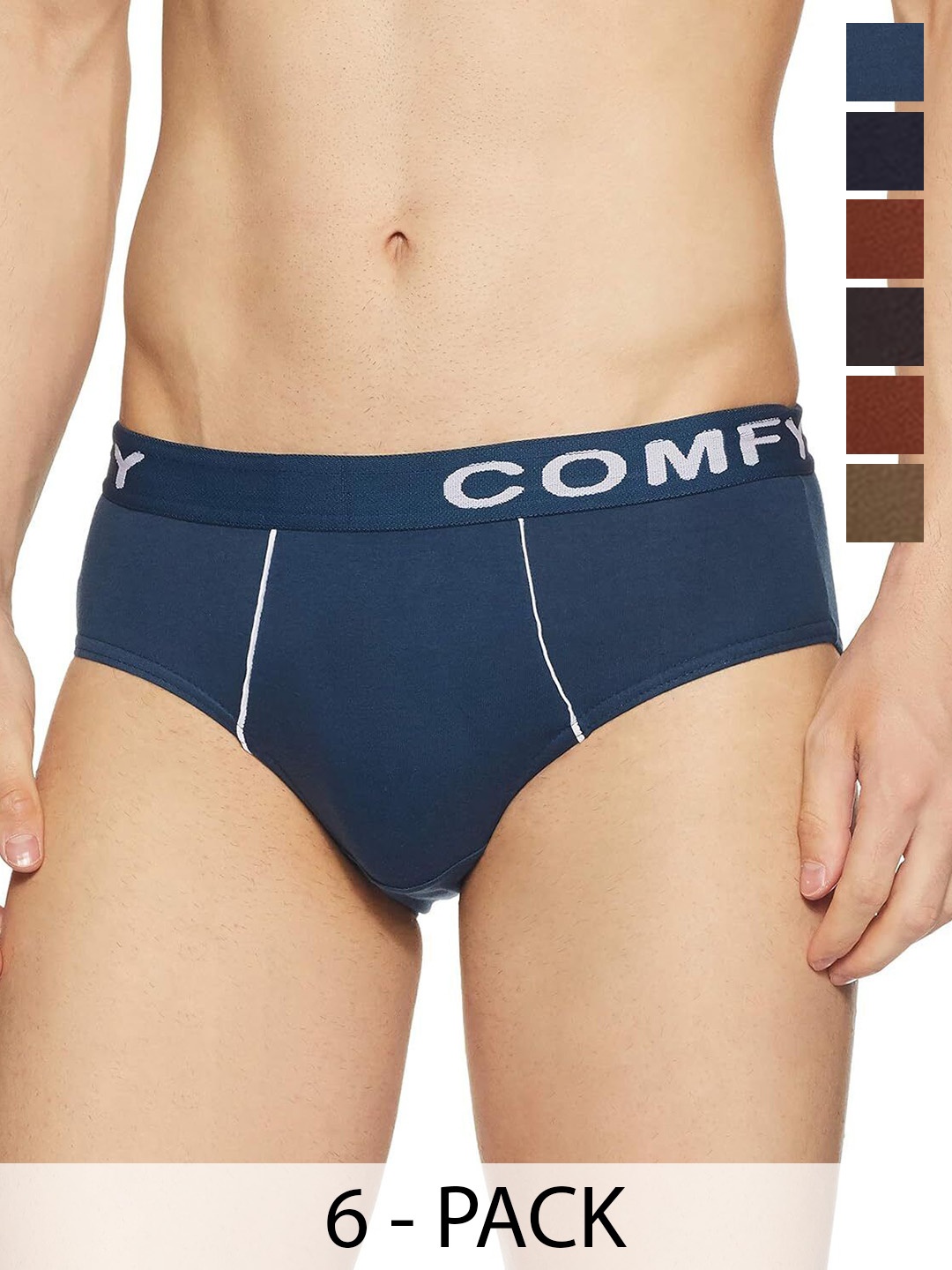 

AMUL COMFY Men Pack Of 6 Mid Rise Hipster Briefs 5BriefsComfy-Brief-OE-6-80, Blue