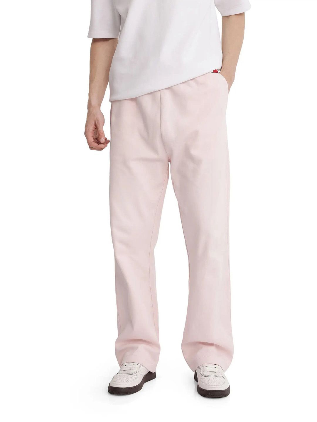 

RARE RABBIT Men Cotton Mid-Rise Track Pants, Pink