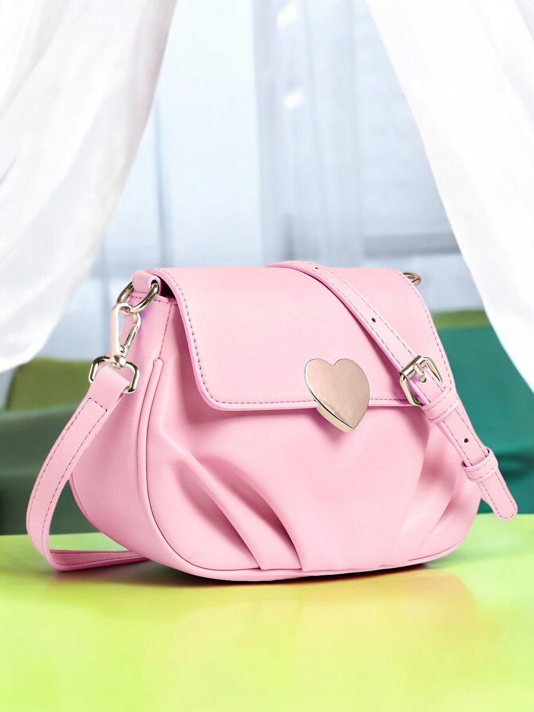 

Exotic Women Solid Structured Satchel Bag, Pink