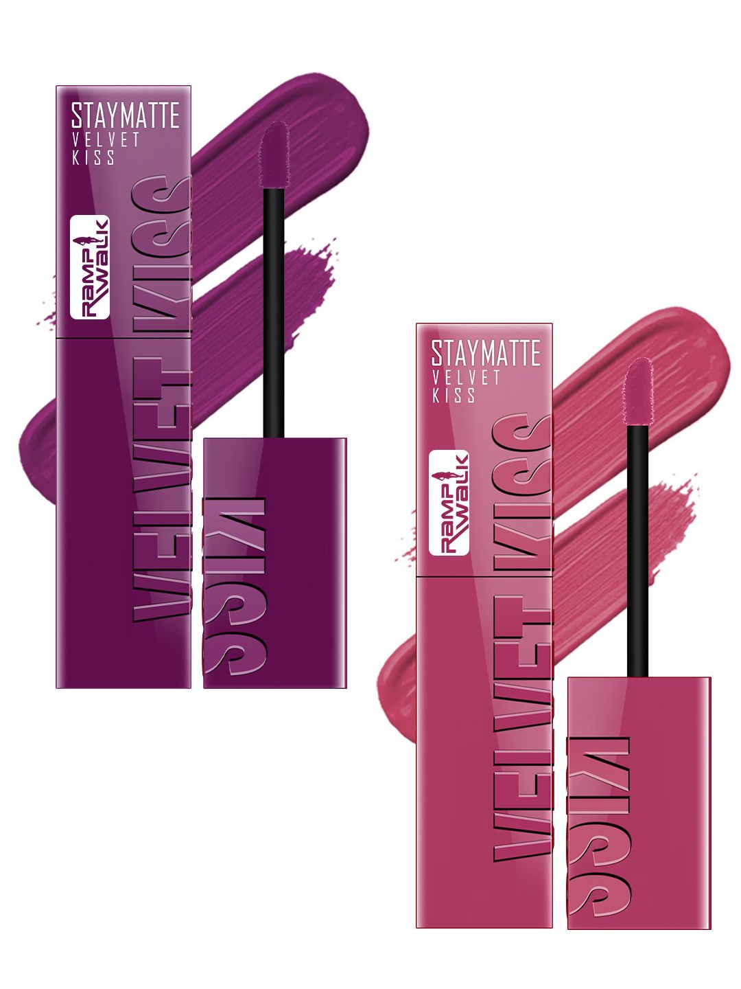

Ramp Walk Velvet Kiss Set of 2 Waterproof Liquid Lipstick - 3.5 g Each - Wine & Nude Pink