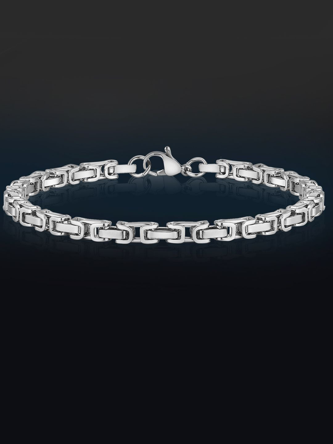 

Peora Men Stainless Steel Link Bracelet, Silver