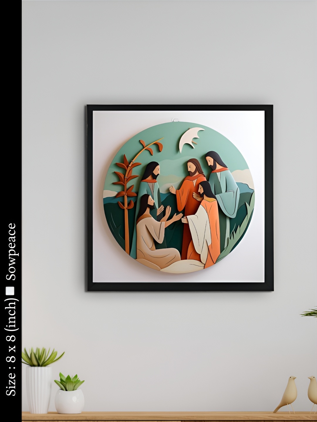 

SOWPEACE White & Green 1 Piece Canvas Religious Wall Photographs