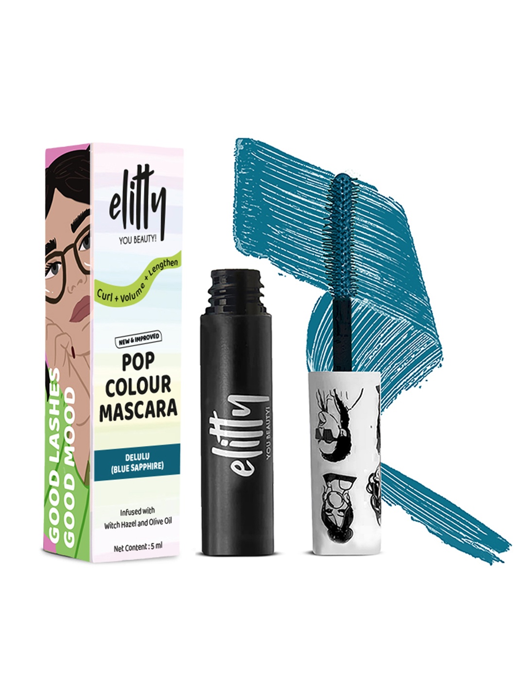 

Elitty Teen Pop Lush Lashes Mascara With Olive Oil - 5ml - Delulu, Teal