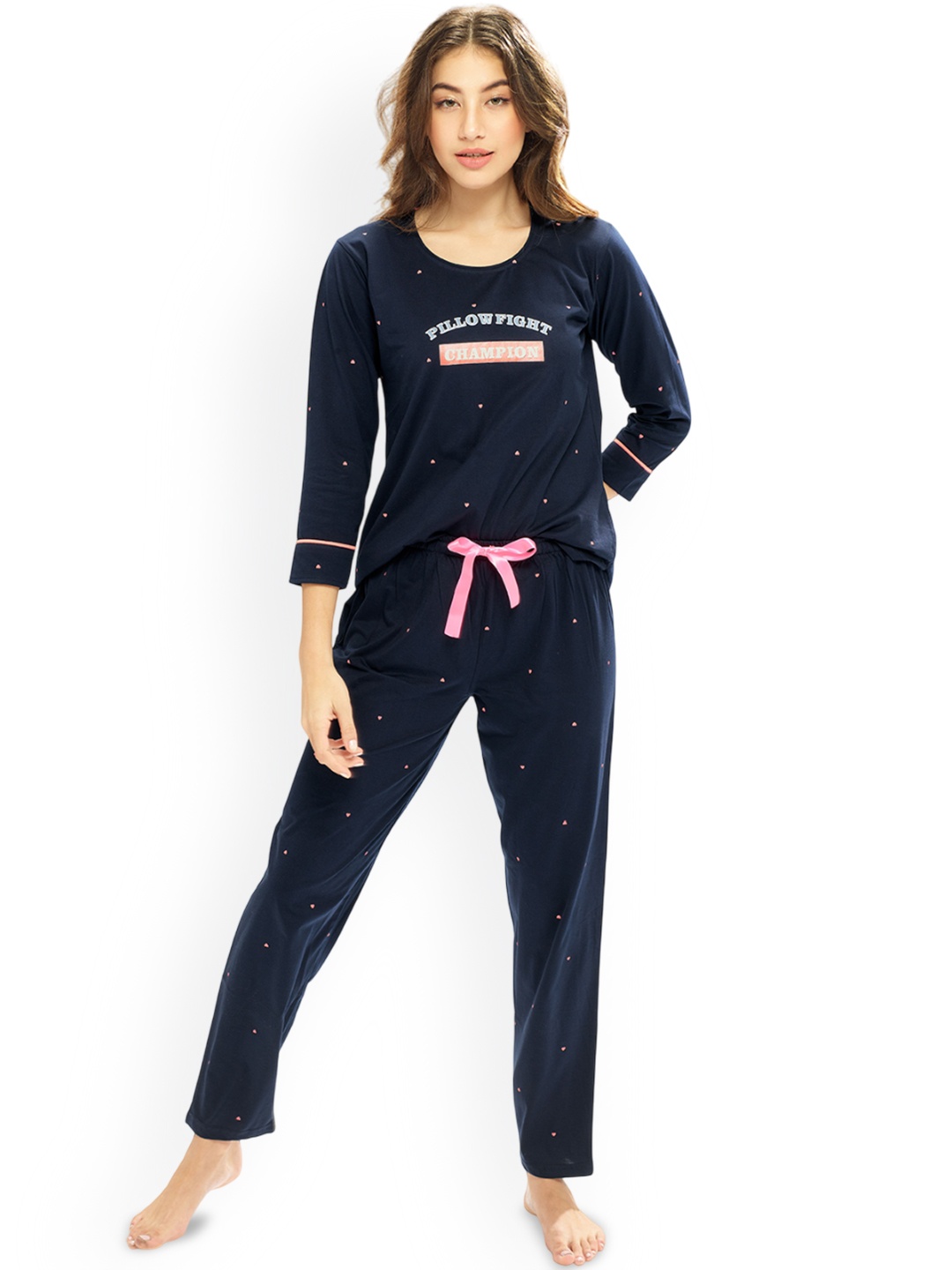 

Lotik Women Typography Printed Night suit, Blue