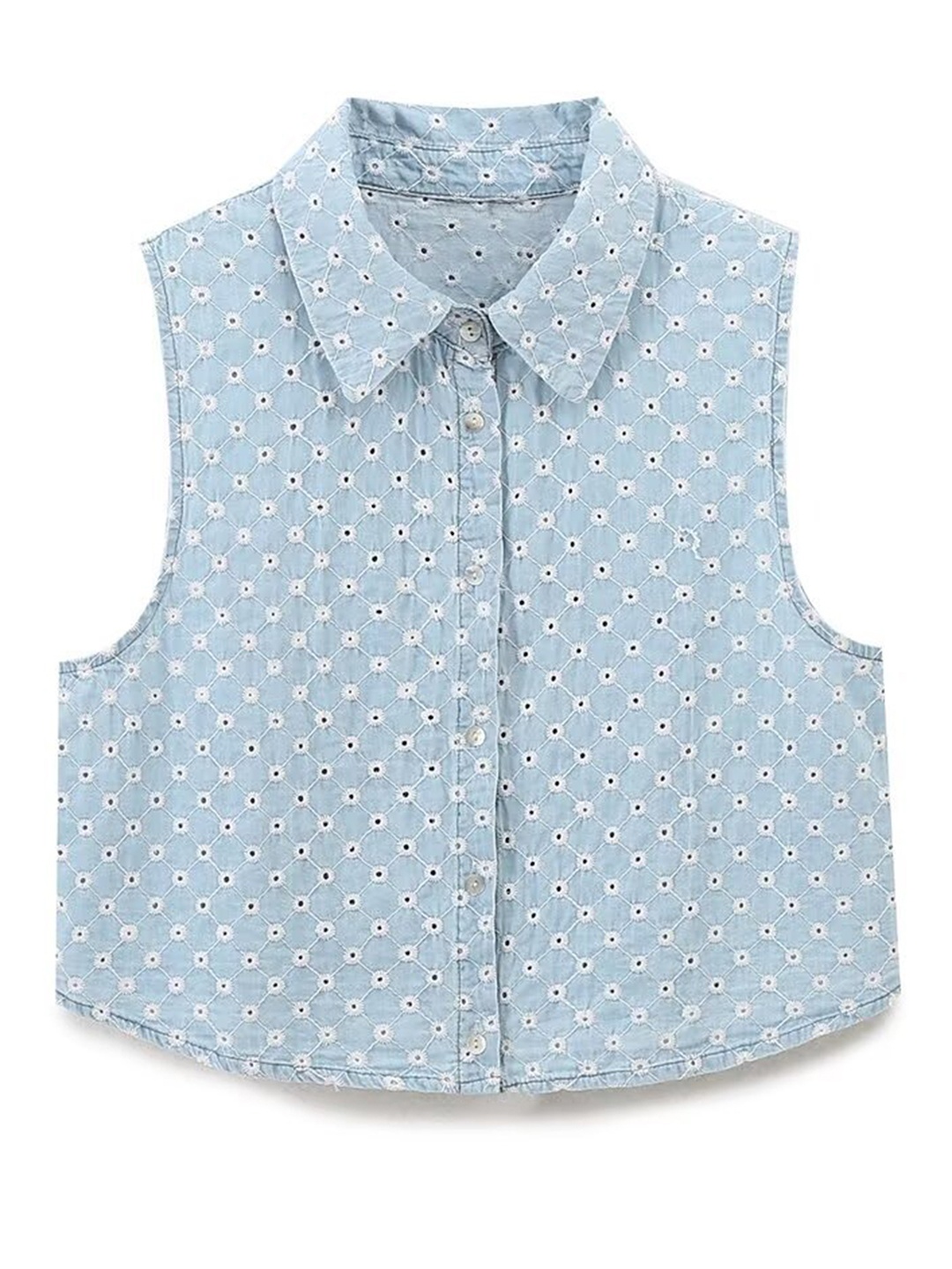 

LULU & SKY Polka Dot Print Cotton Shirt Style Top, Blue