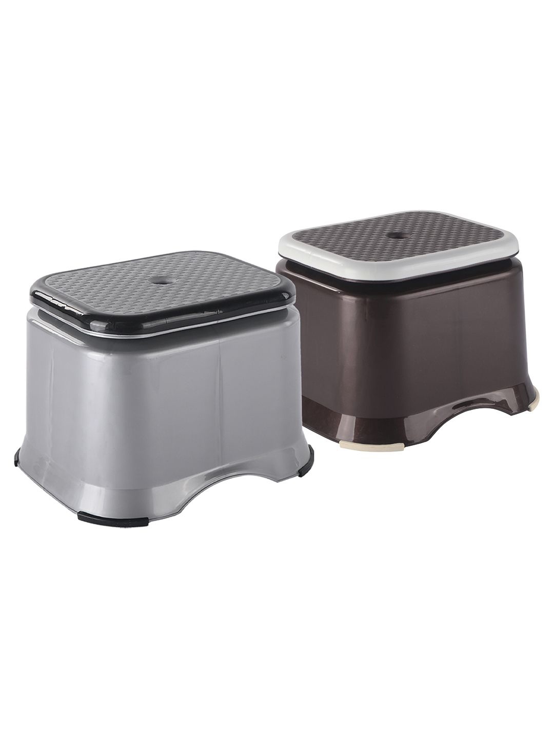 

Kuber Industries Grey & Brown 2 Pieces Anti-Slip Bathroom Stools