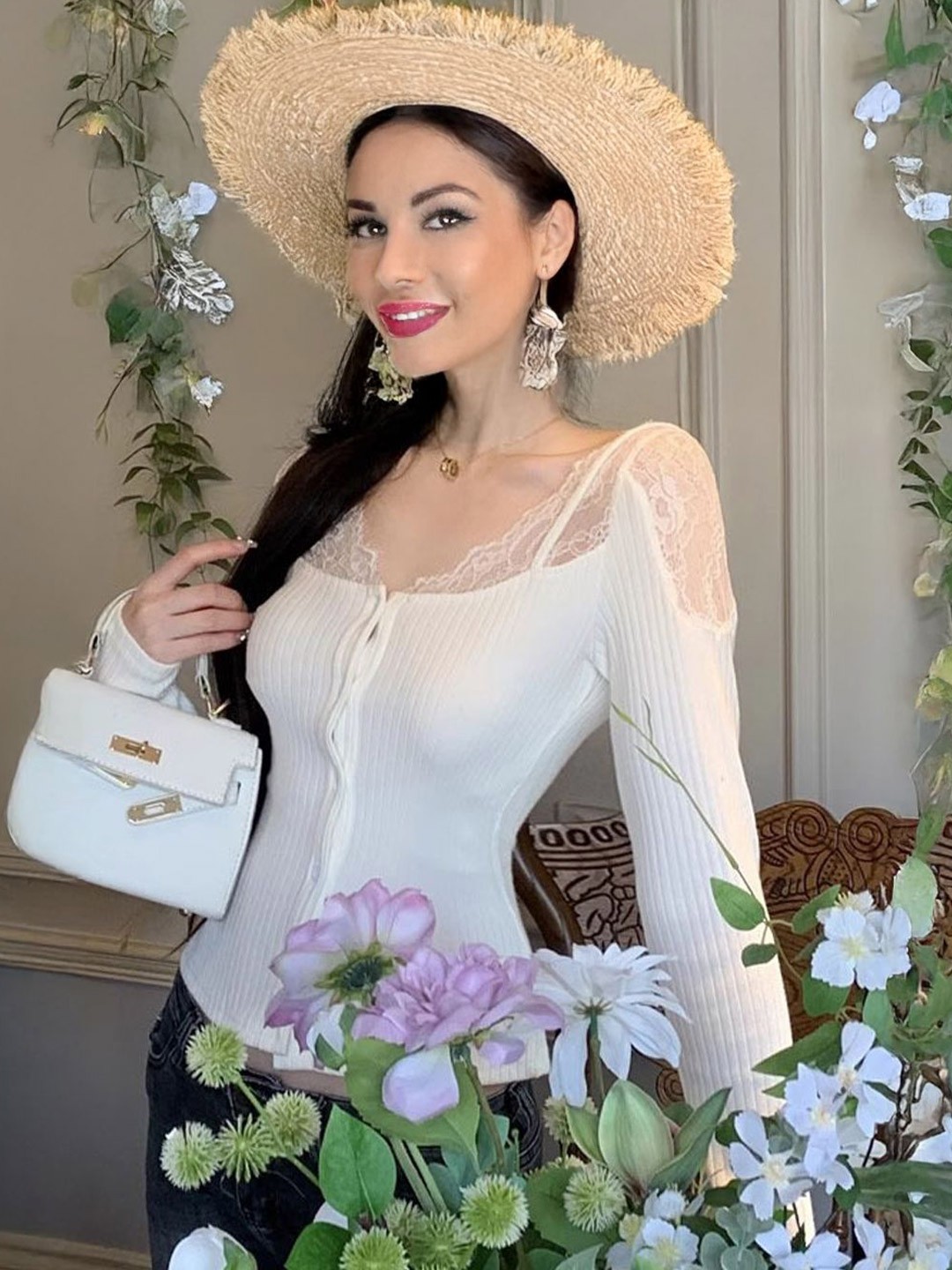 

StyleCast Floral Lace Long Sleeve Top, White