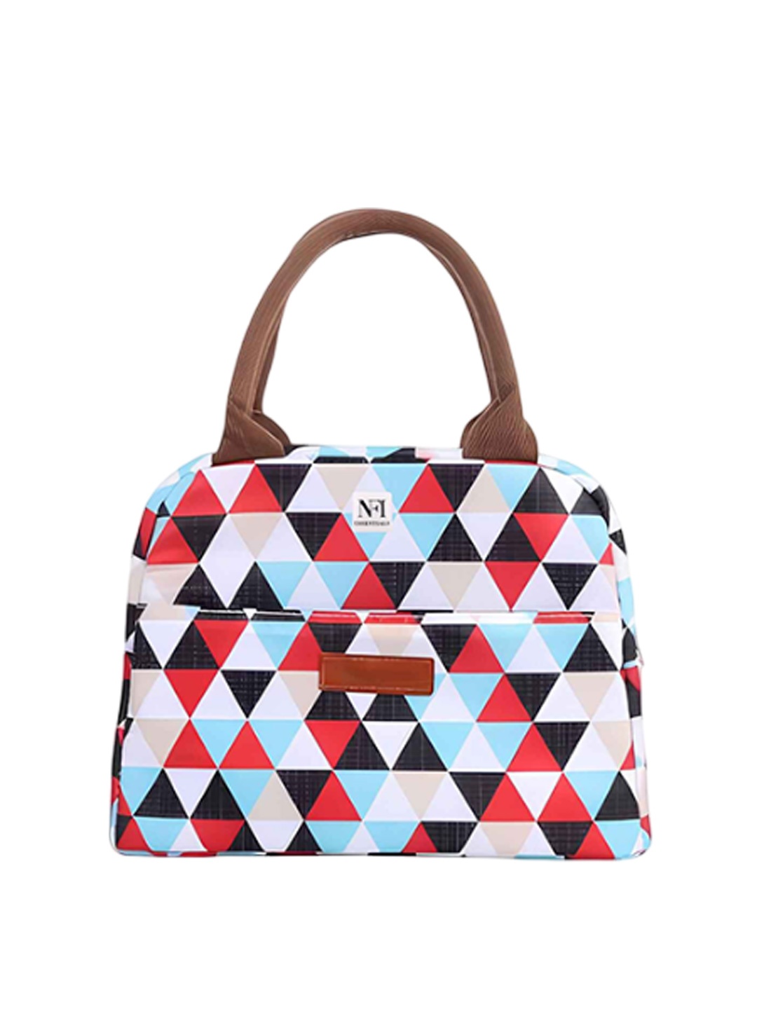 

NFI essentials Unisex Geometric Printed Insulated Lunch bags Travel Accessory, Red