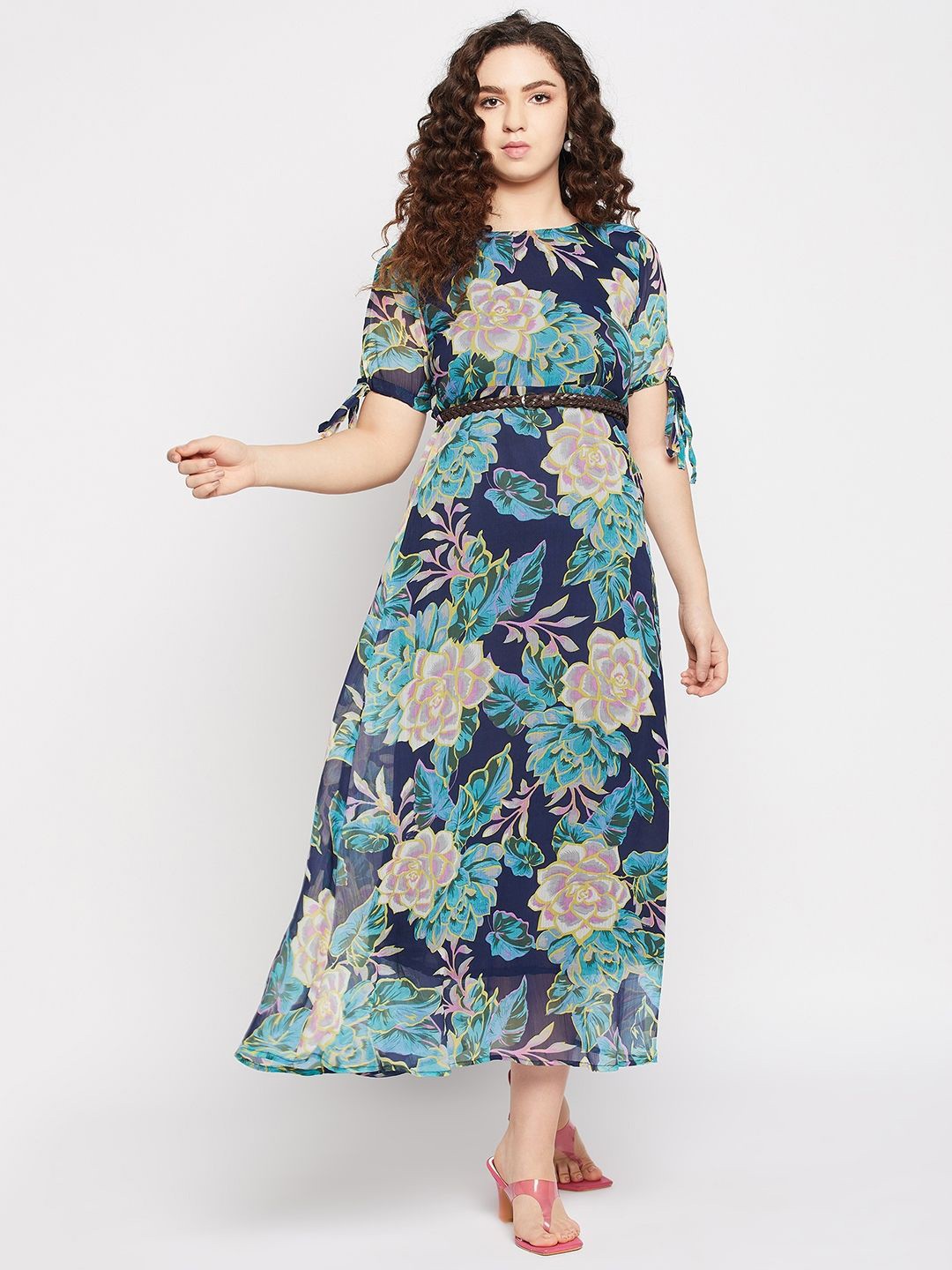 

DressBerry Women Floral Print Fit & Flare Maxi Dress, Blue