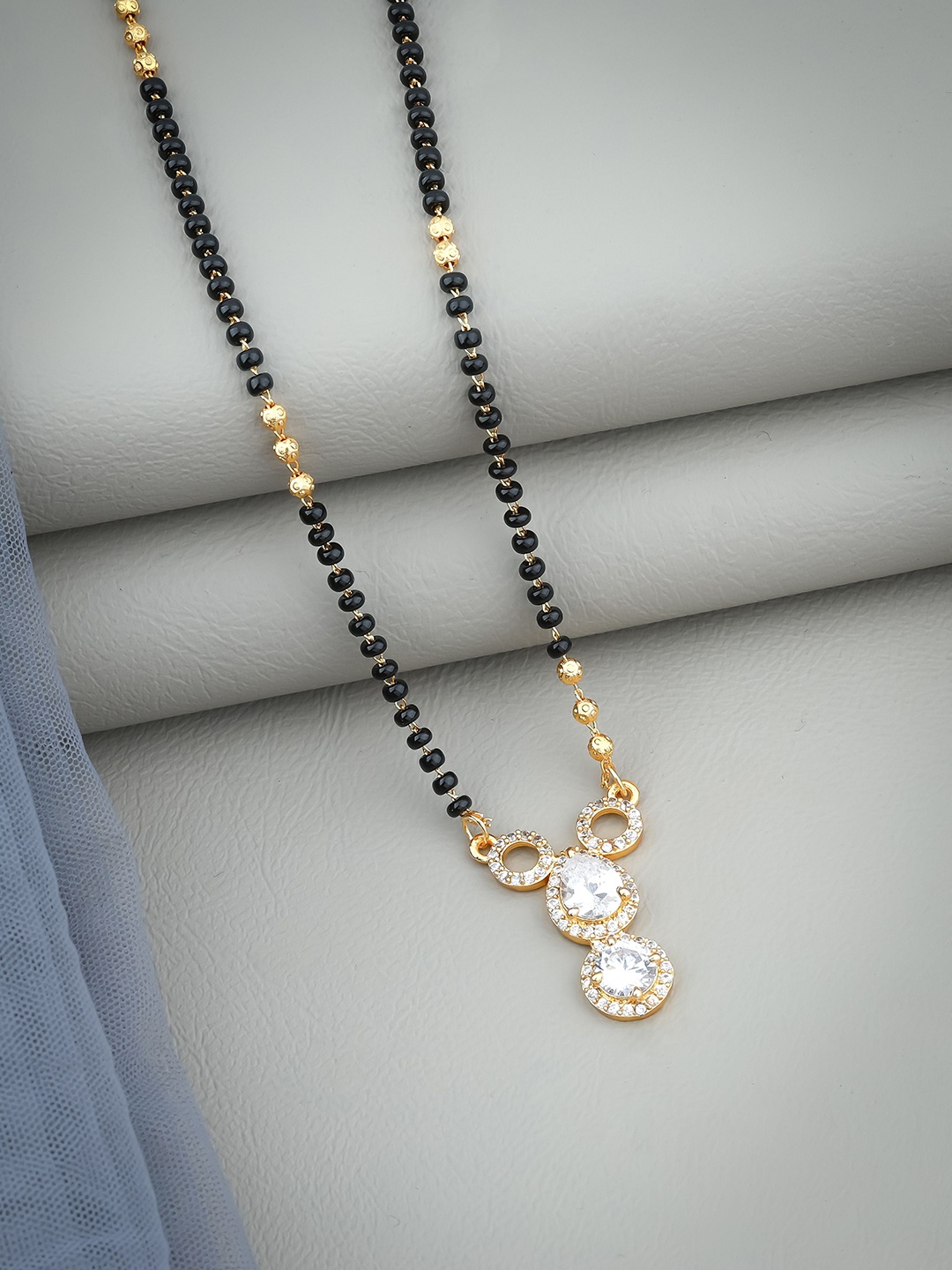 

Wynona Stone Studded & Beaded Mangalsutra, Gold