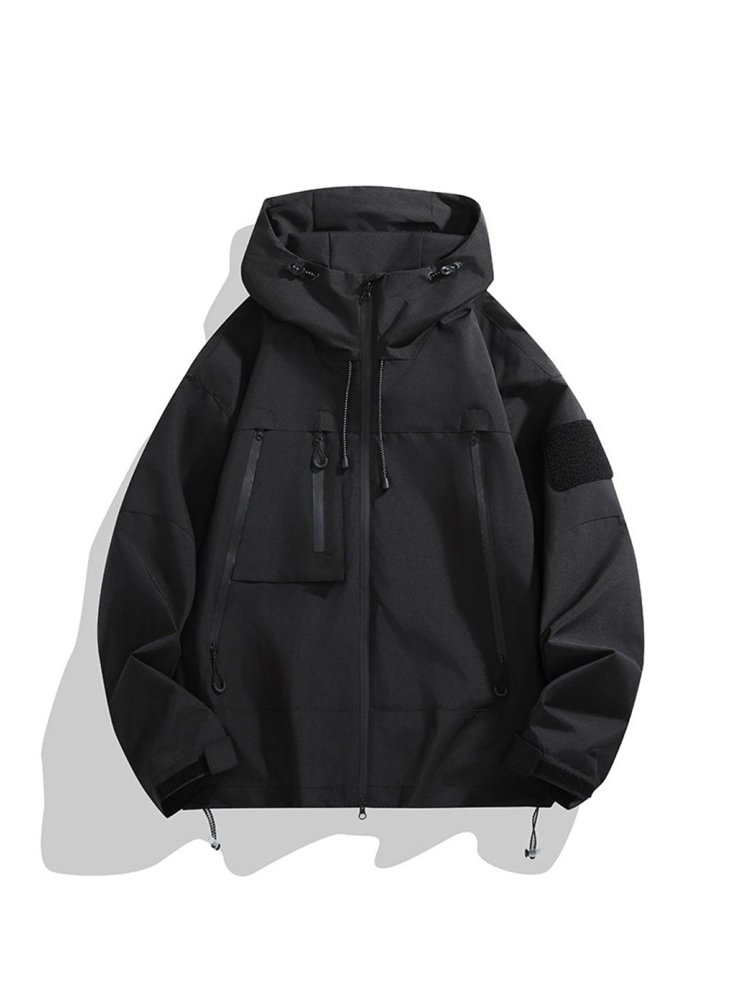 

HERE&NOW Men Hooded Solid Casual Bomber Jacket, Black