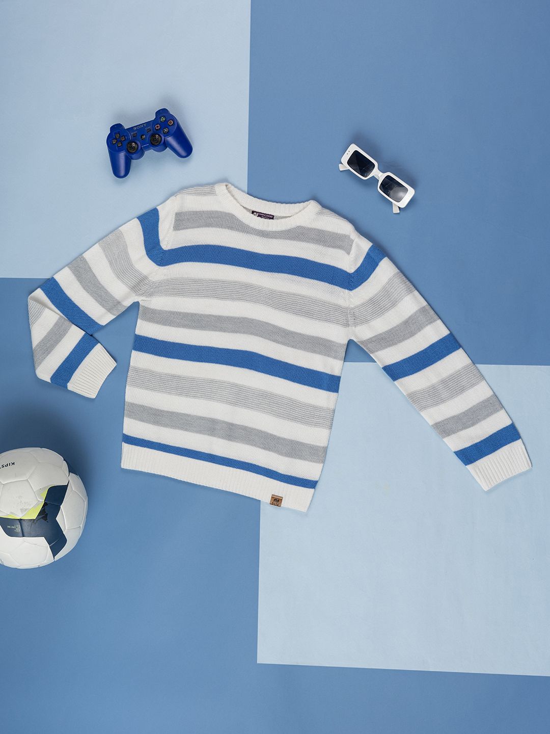 

Purple United Kids Boys Striped Long Sleeves Pullover, White