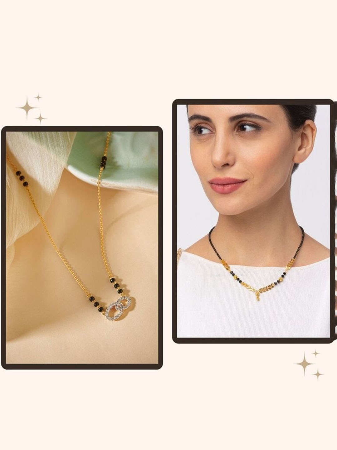 

Wynona Set Of 2 Gold-Plated American Diamond & Beaded Tanmaniya Mangalsutras