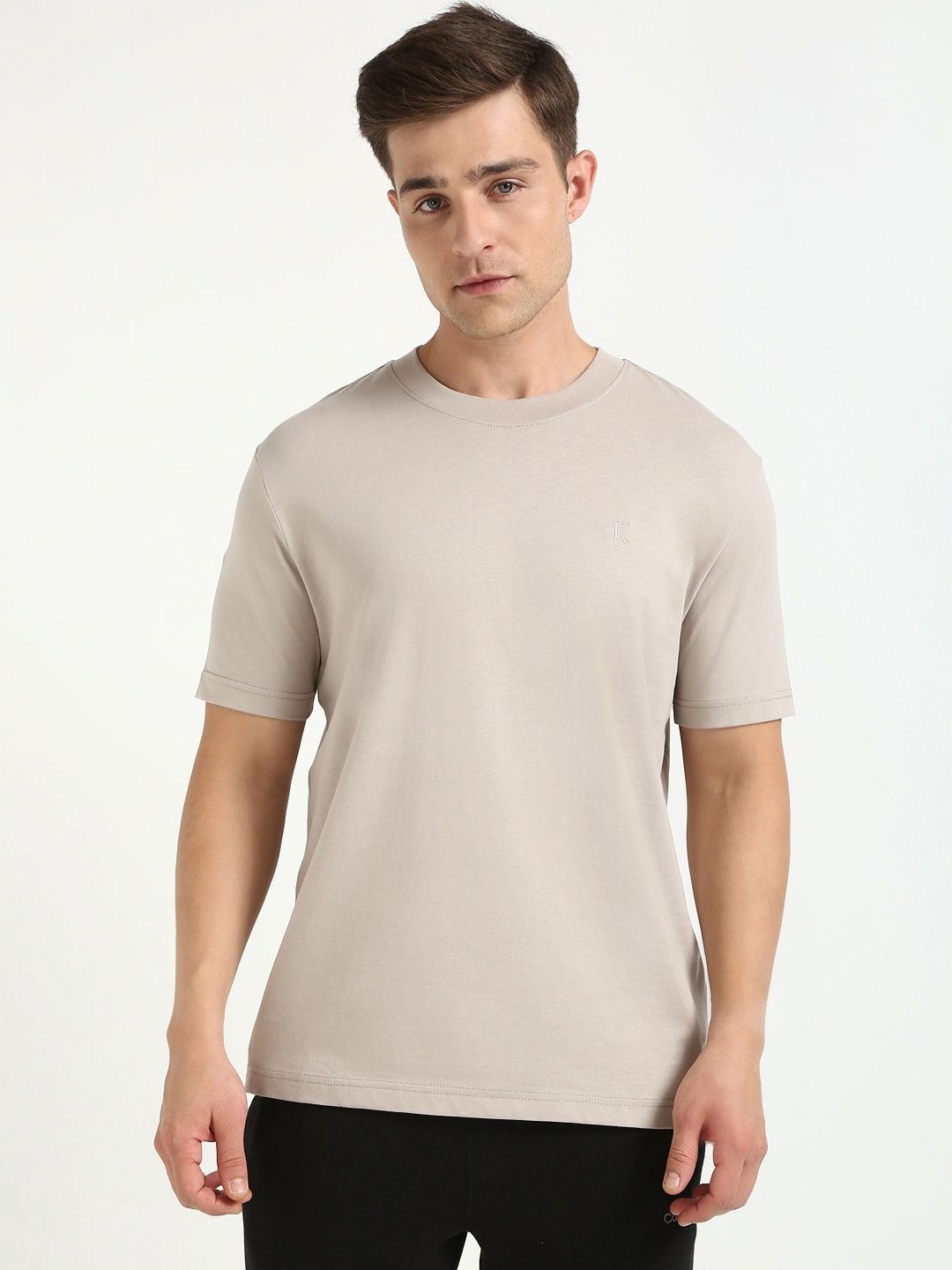 

Calvin Klein Jeans Men Graphic Printed Cotton T-shirt, Beige