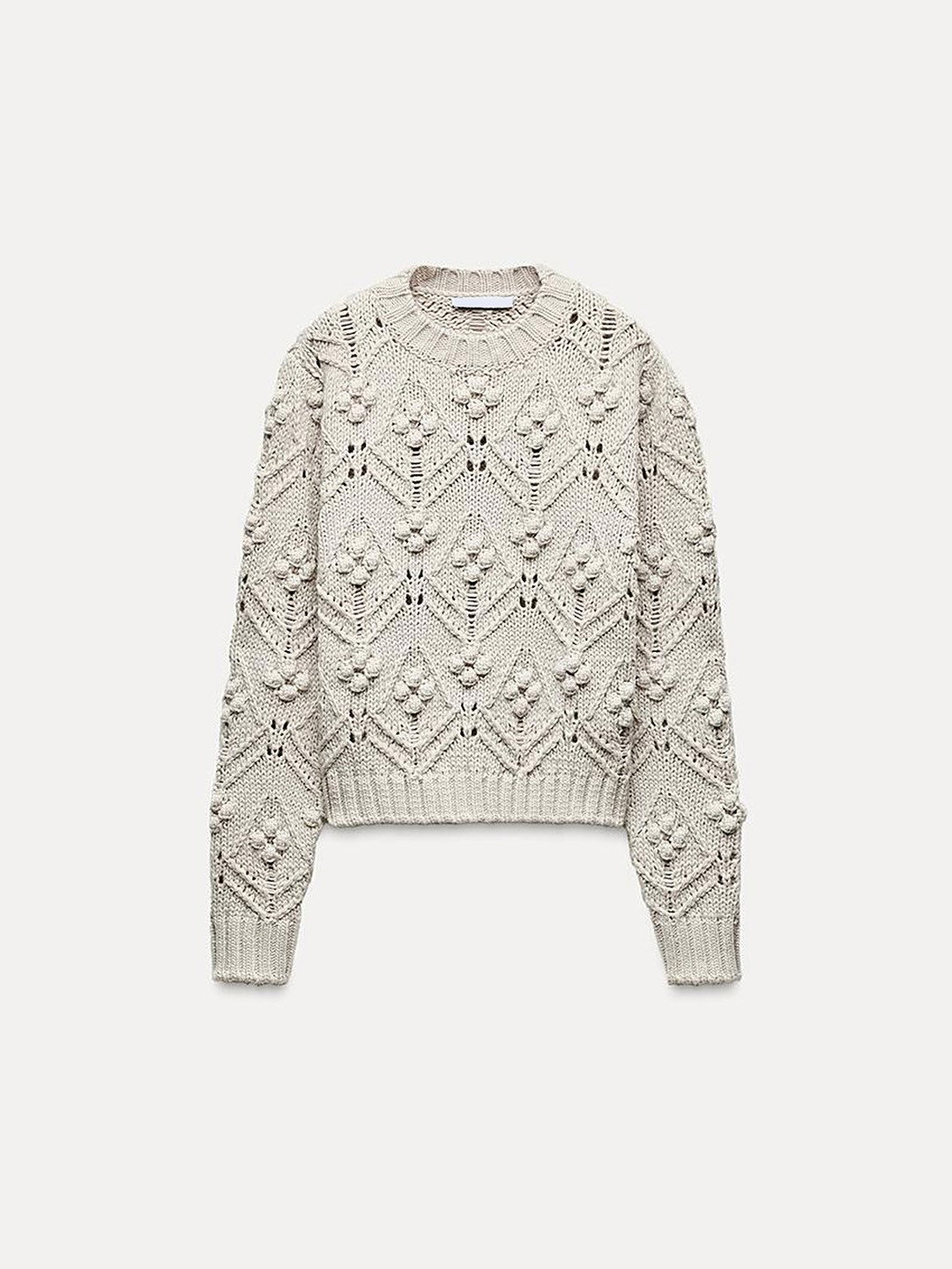 

LULU & SKY Women Self Design Long Sleeves Pullover, Off white