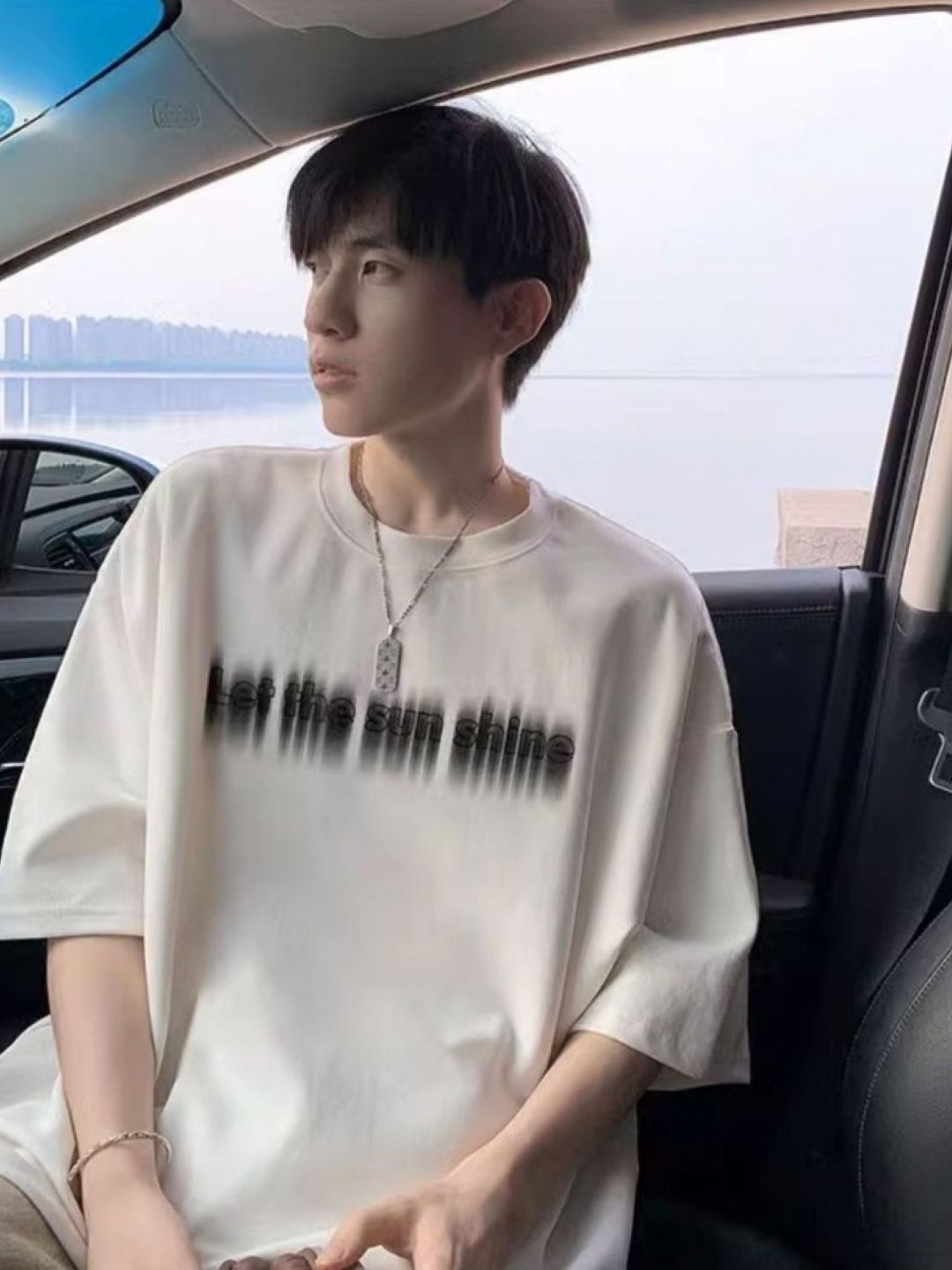 

HERE&NOW Men Typography Printed Round Neck Cotton Oversized T-shirt, White