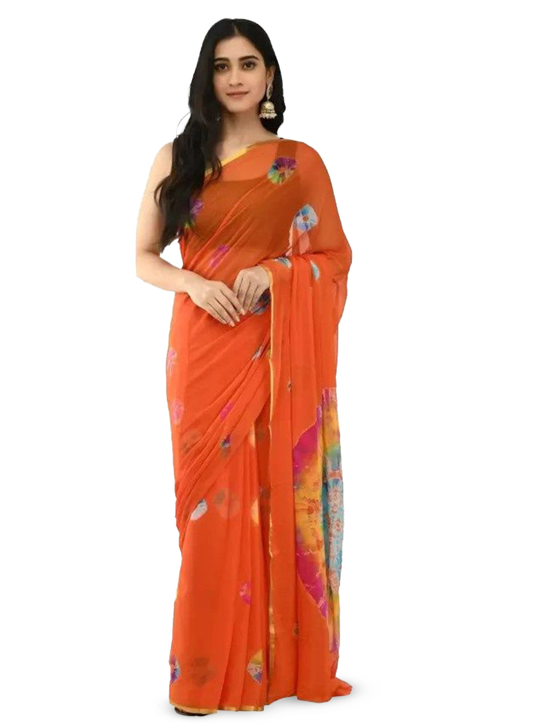 

Reboot Fashions Women Tie and Dye Saree, Orange