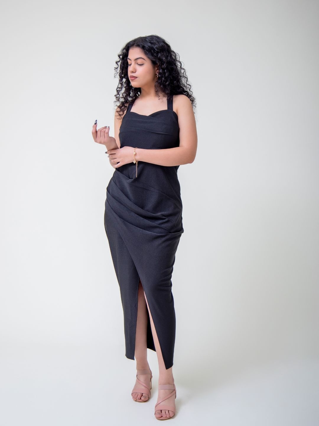 

SUNFAIRY Off-Shoulder A-Line Maxi Dress, Black