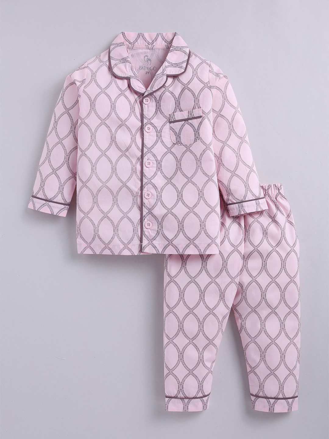 

BABY GO Boys Printed Shirt with Trousers, Pink