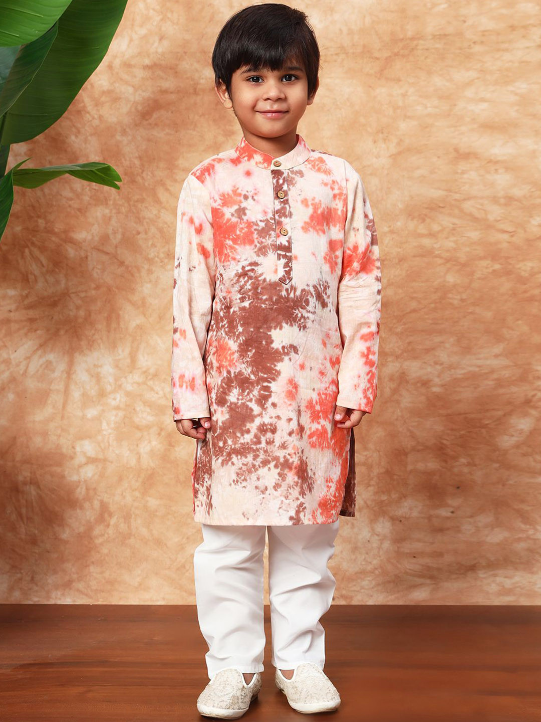 

Readiprint Boys Abstract Printed Pure Cotton Kurta with Trouser, Peach