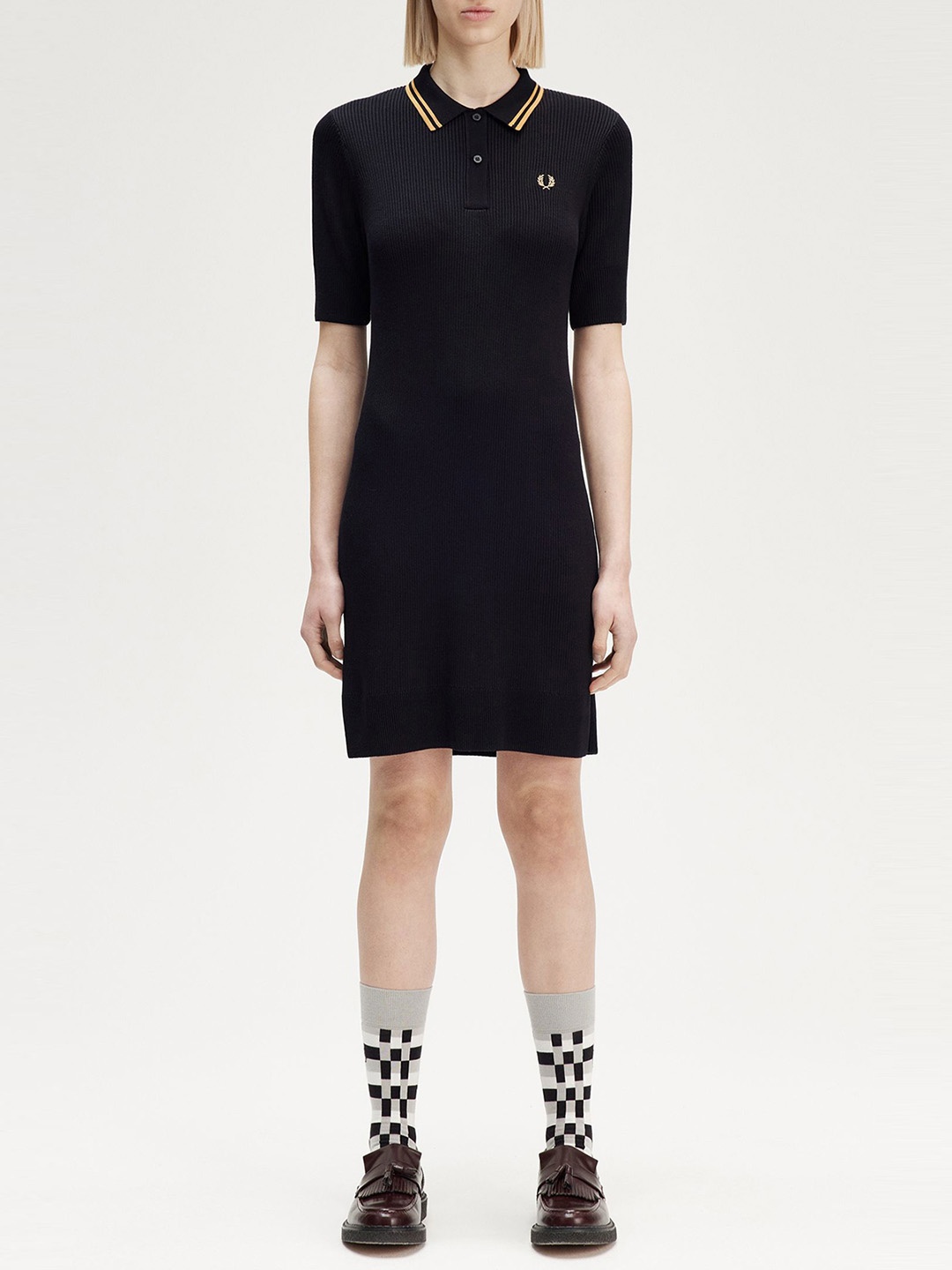 

Fred Perry Women Ribbed Knitted T-shirt Dress, Black