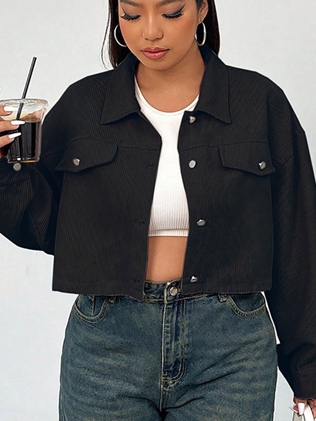 

StyleCast Curve Women Crop Tailored Jacket, Black