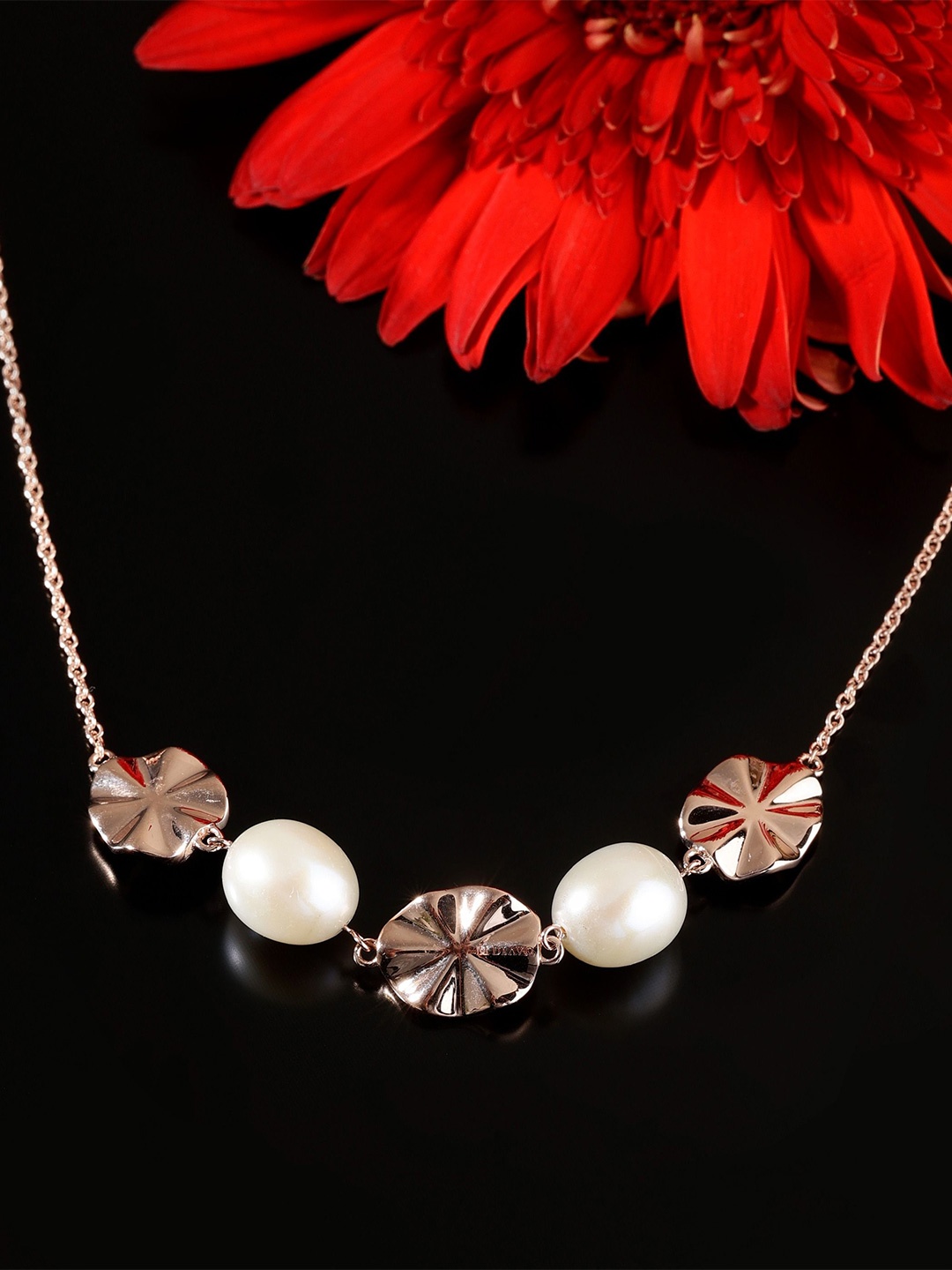 

DIAVO Rose Gold Plated 925 Sterling Silver Pearls Necklace