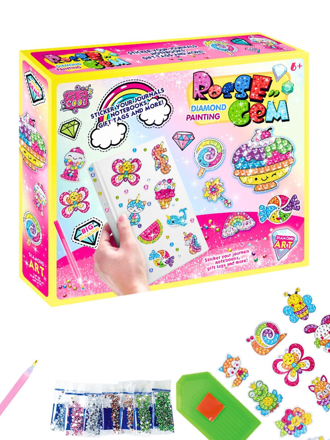 

Tinker Squad Set Of 12 Diamond Art Sticker Kit Crystal Mosaic Painting, Pink