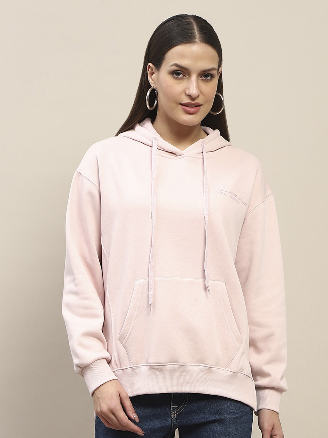 

Madame Women Long Sleeves Hooded Sweatshirt, Pink