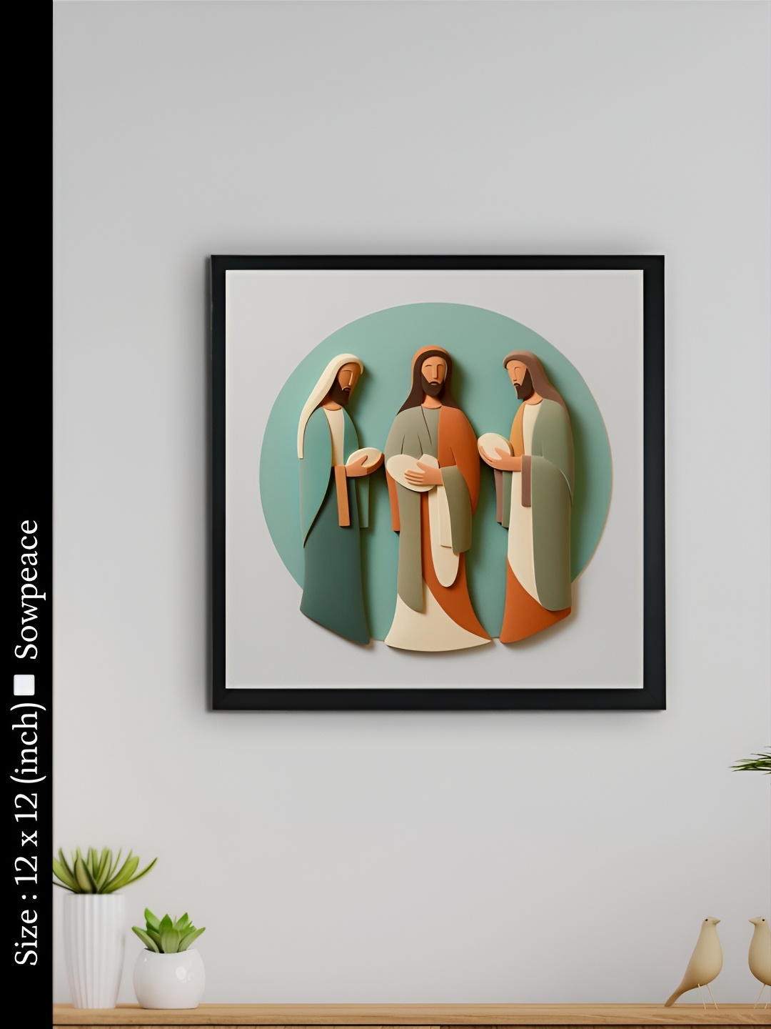 

SOWPEACE Grey & Green 1 Piece Canvas Religious Wall Photographs