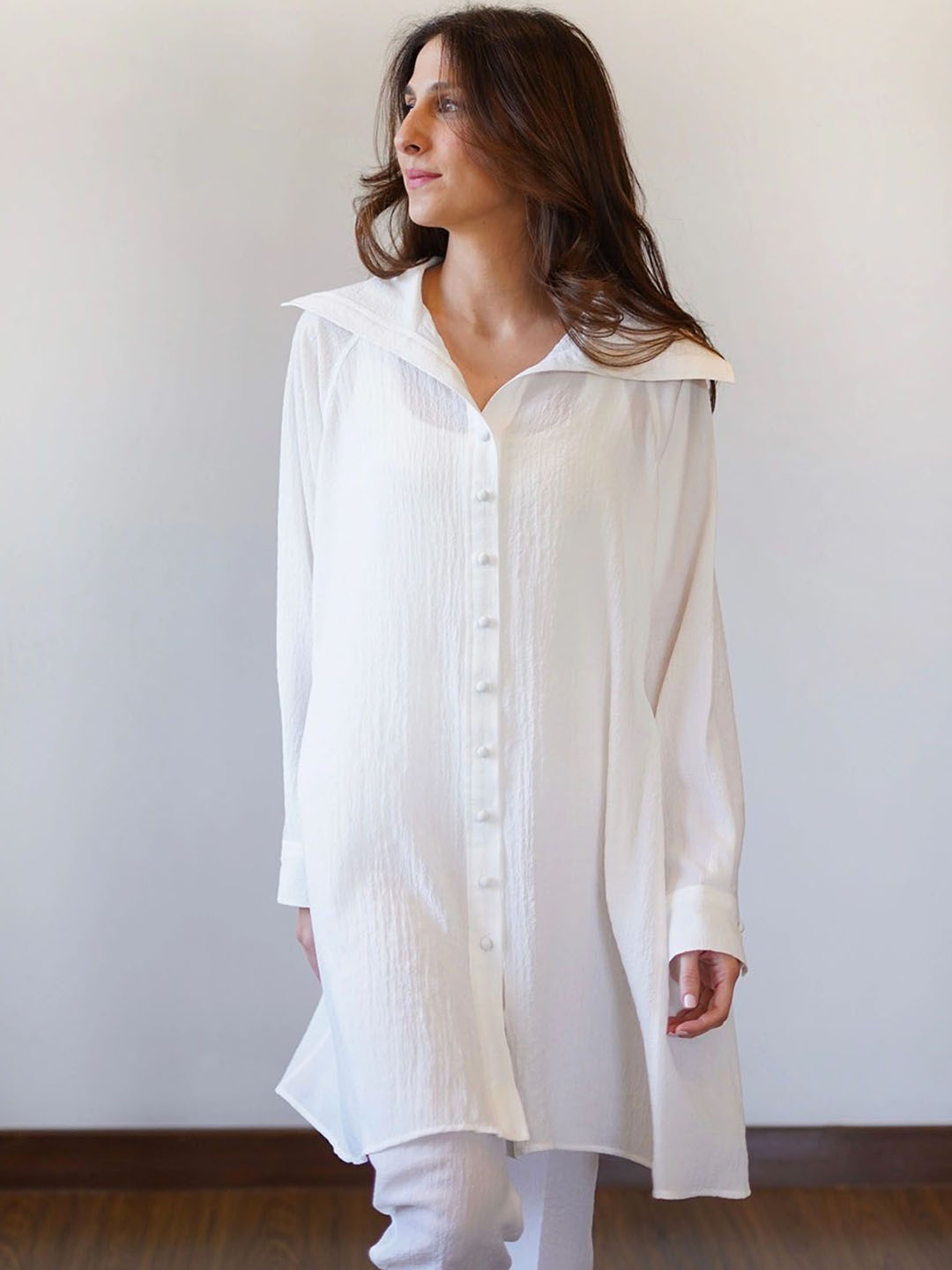 

Navvi Self Designed Top With Trousers, White
