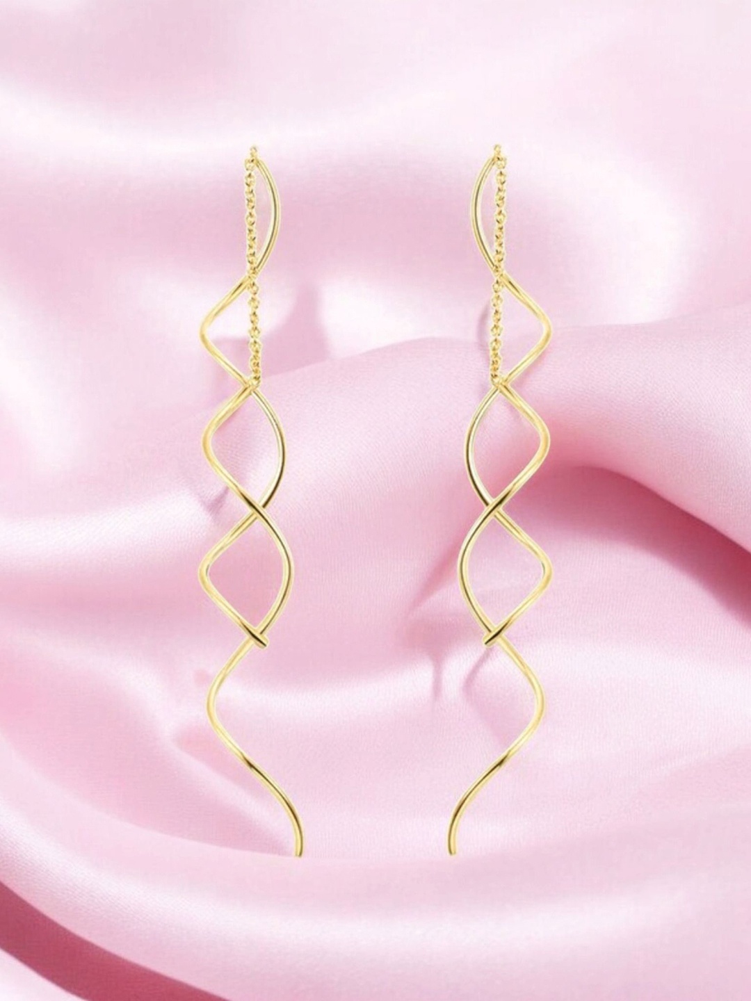 

Nilu's Collection Gold-Plated Contemporary Cubic Zirconia Half Hoop Earrings