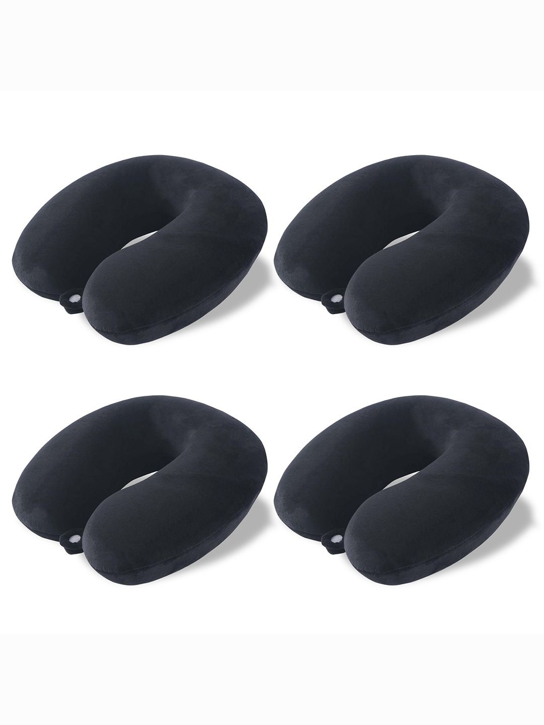 

Kuber Industries Black 4 Pieces U-Shaped Memory Foam Filled Cotton Travel Pillows