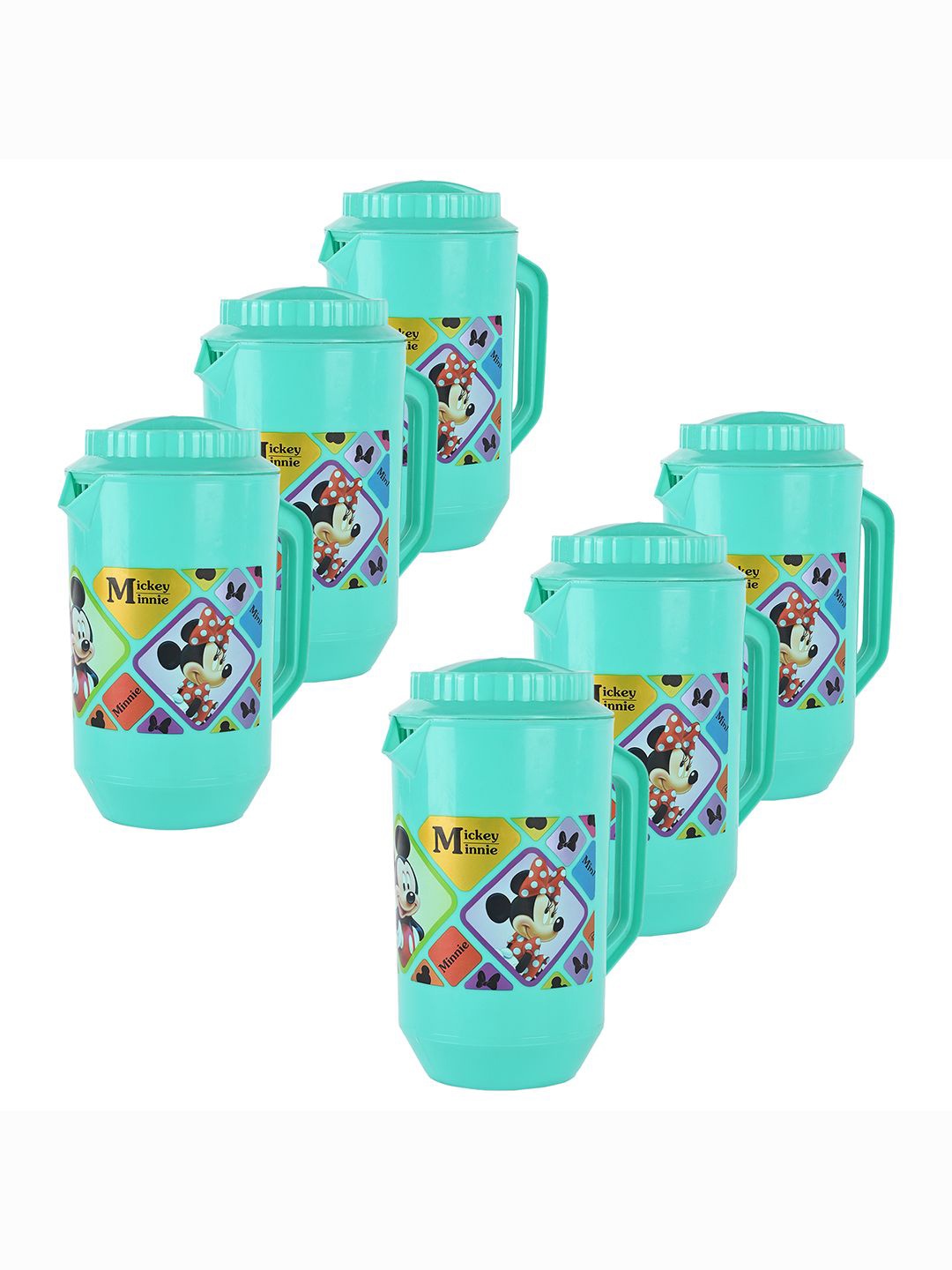 

Kuber Industries Pack of 6 Disney Printed Water Jugs 2 L Each, Green