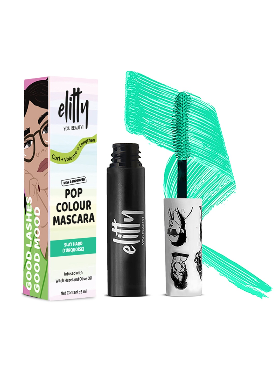 

Elitty Pop Lush Lashes Mascara With Olive Oil - 5ml - Slay Hard, Green