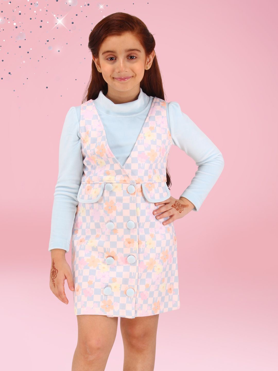 

CUTECUMBER Girls Checked Pinafore Dress, Green