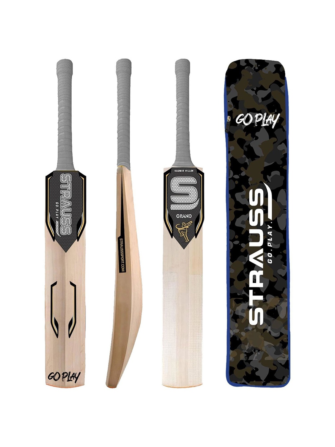 

STRAUSS Unisex Pack of 3 Grand Standard Leather Ball Bat For Cricket, Grey