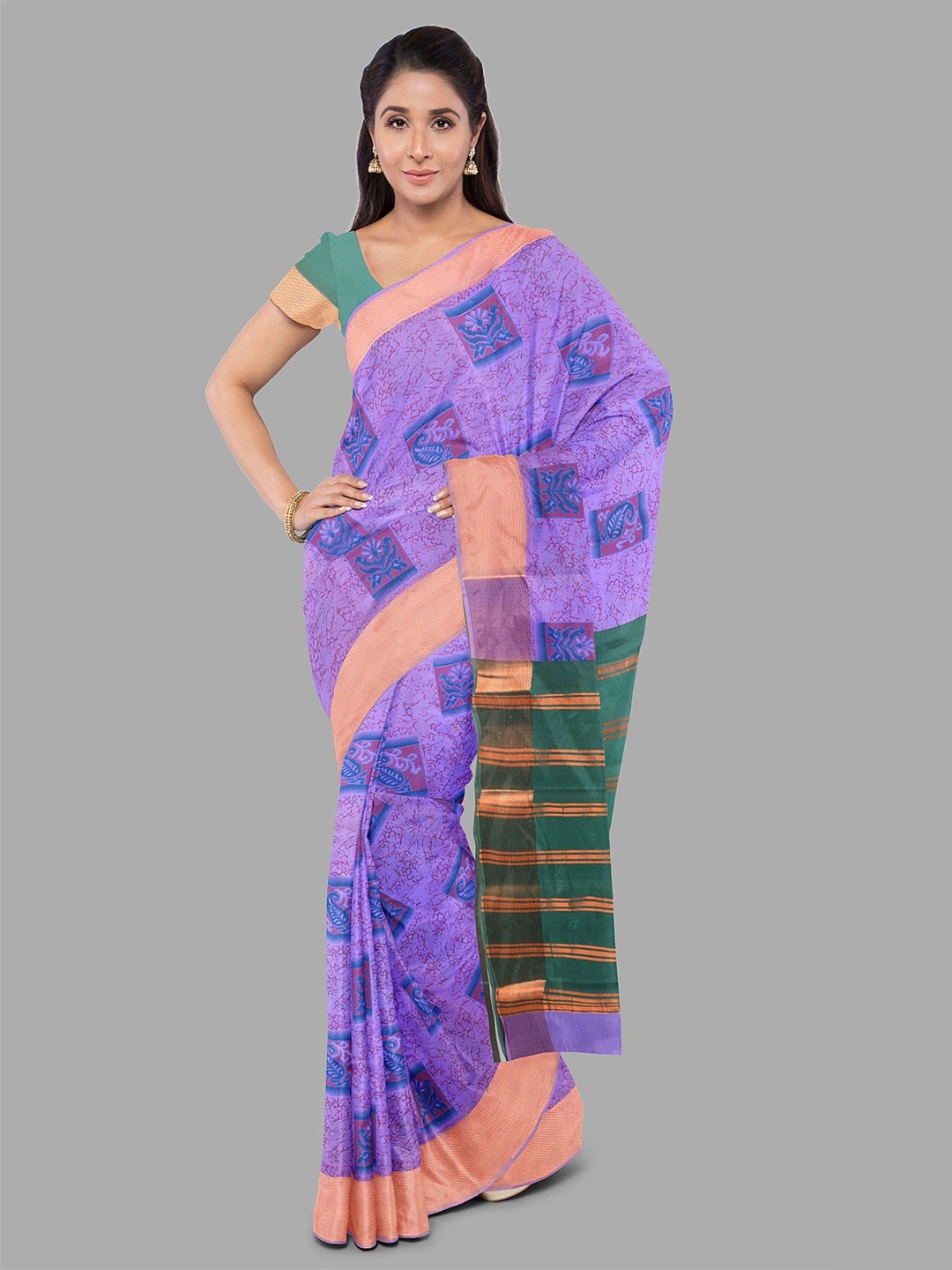 

The Chennai Silks Floral Printed Kota Saree, Lavender