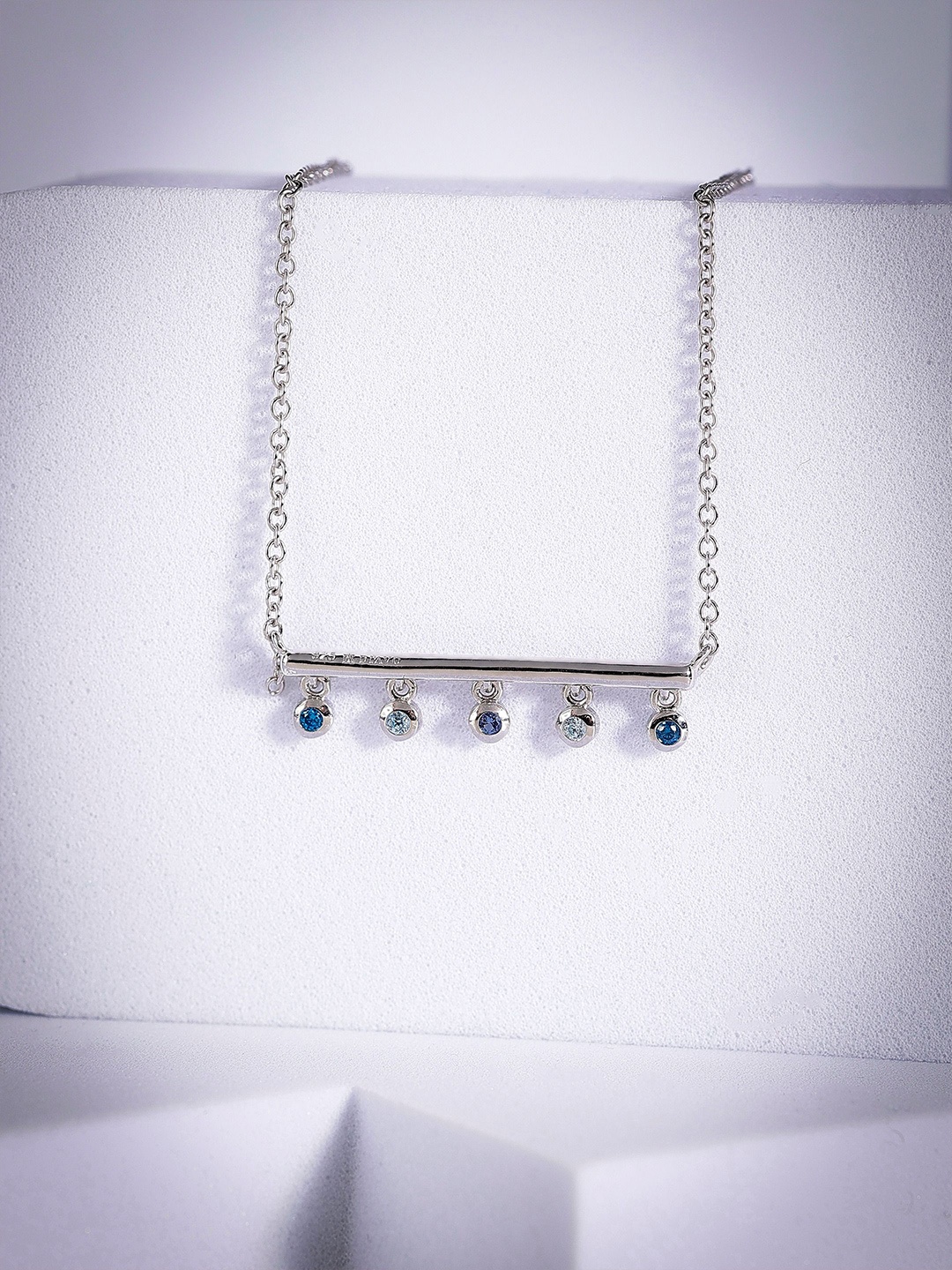 

DIAVO 925 Sterling Silver Rhodium-Plated Cubic Zirconia Stone Studded Chain