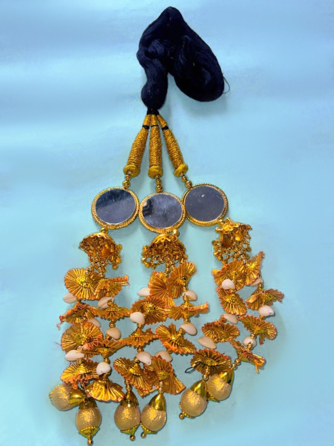 

VAGHBHATT Women Patiala Bridal Paranda Hair Accessory Set, Gold