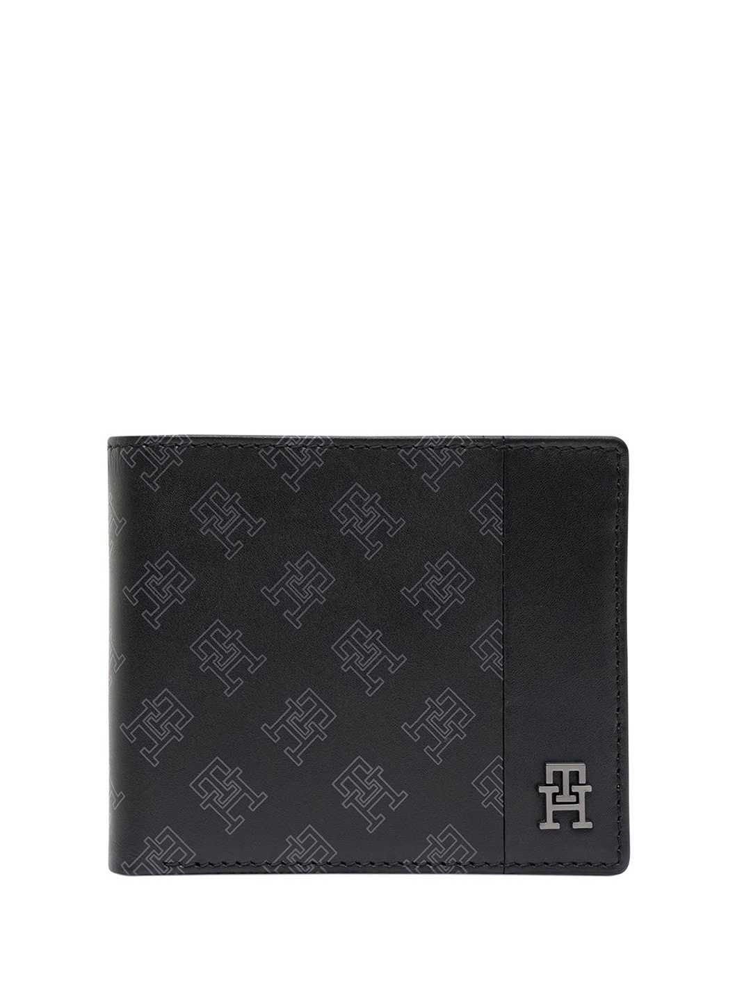 

Tommy Hilfiger Men Printed Leather Two Fold Wallet, Black