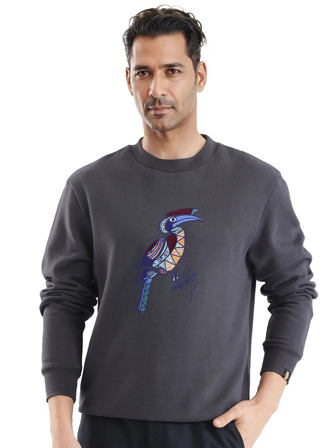 

RARE RABBIT Men Printed Sweatshirt, Grey