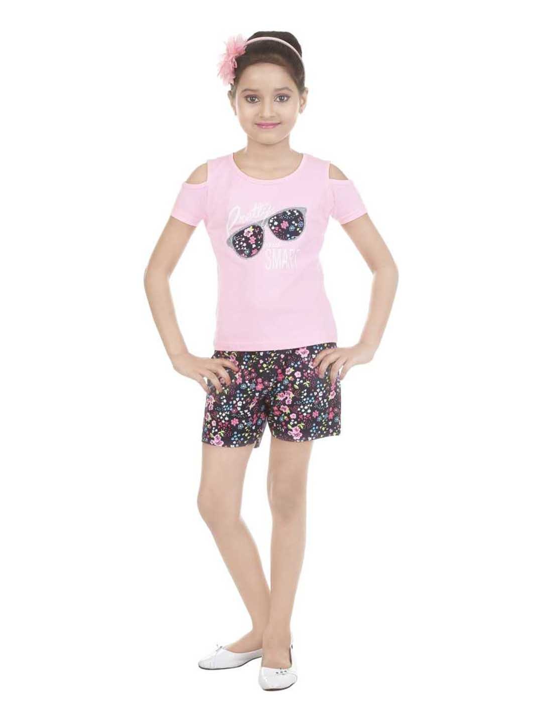 

BAESD Print Cold-Shoulder T-shirt Mini Dress, Pink