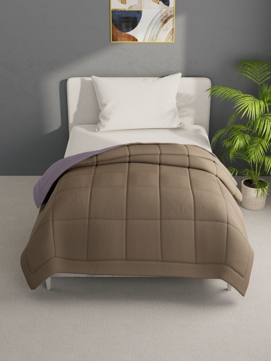 

BIANCA Khaki & Lavender Microfiber AC Room Single Bed Comforter
