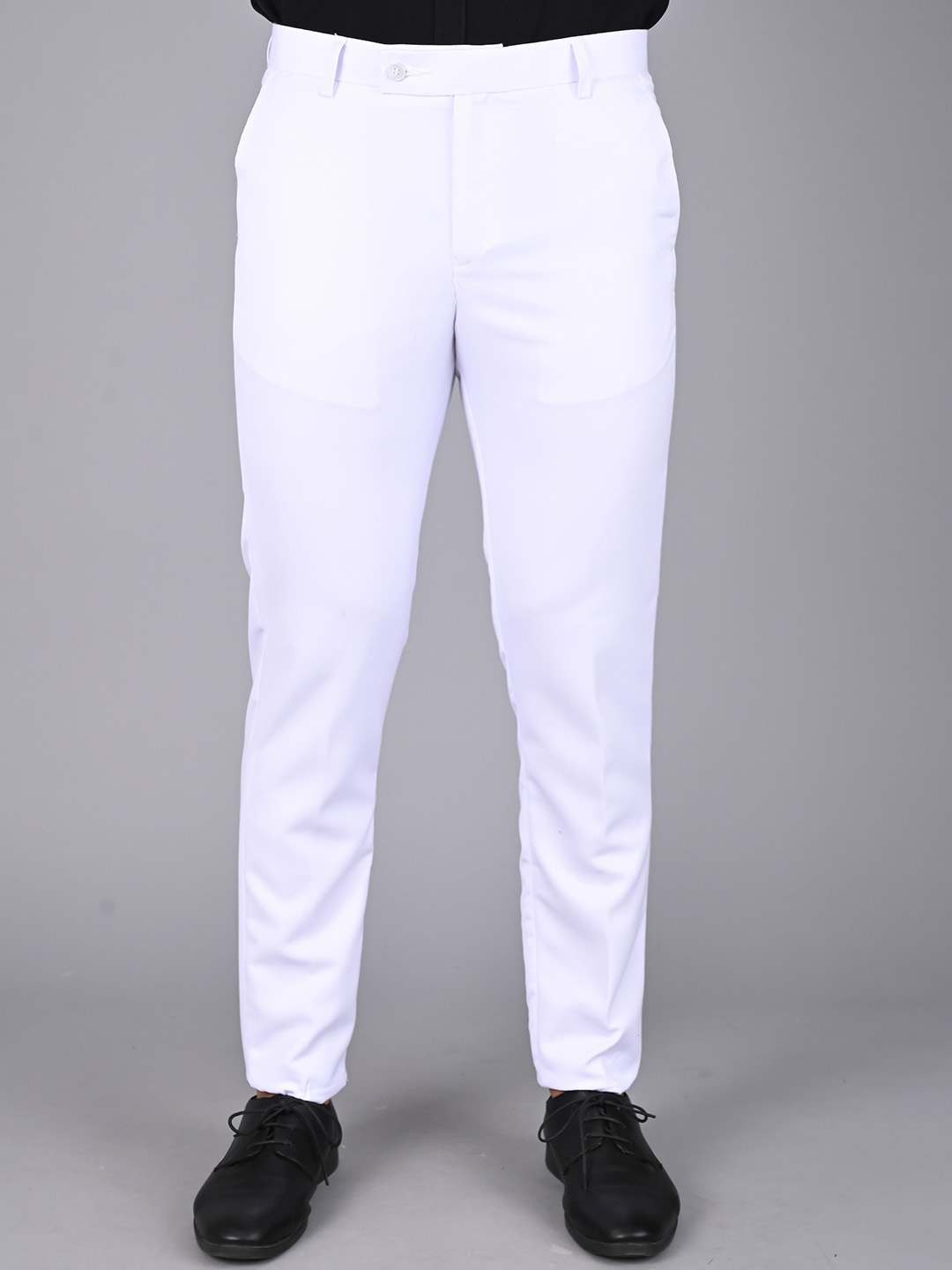 

MANCREW Men Smart Cotton Regular Fit Formal Trousers, White